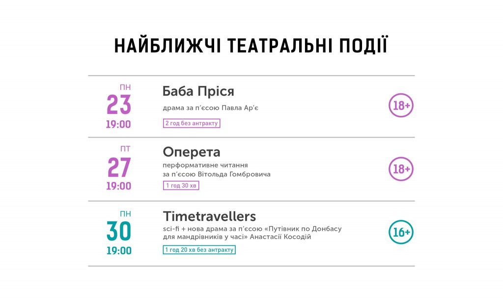 Зображення до новини РЕПЕРТУАР на найближчі події