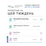 Зображення до новини Репертуар театру Лесі — 13.02-19.02.2023